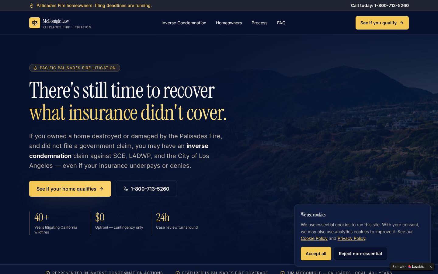 Pacific Palisades Attorneys website homepage