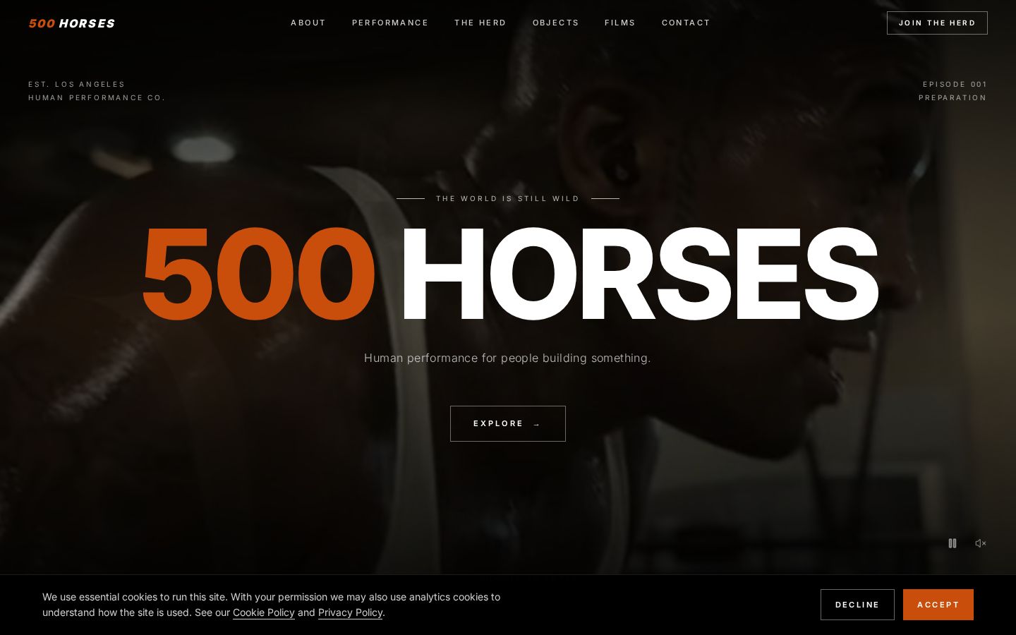 The 500 Horses website homepage